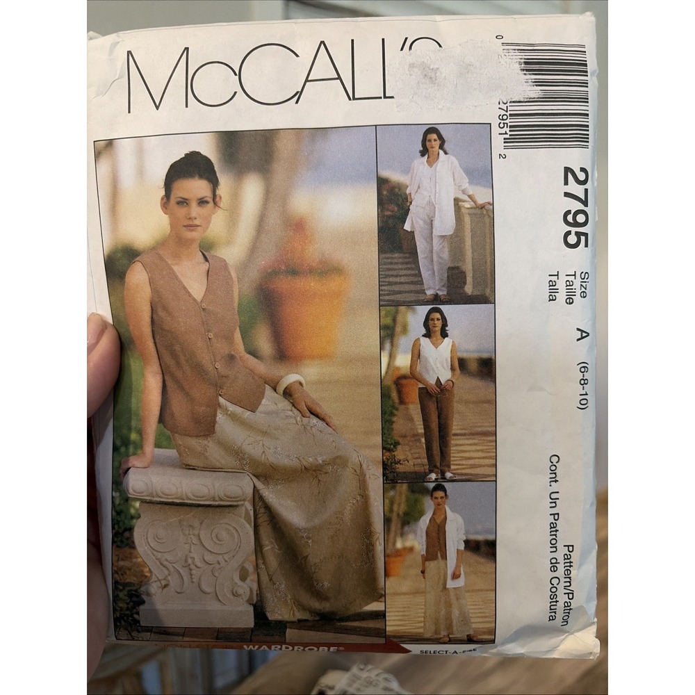 McCALLS 2795 Wardrobe/Shirt-Jacket Top Pants & Skirt Sewing PATTERN 6-10 Cut